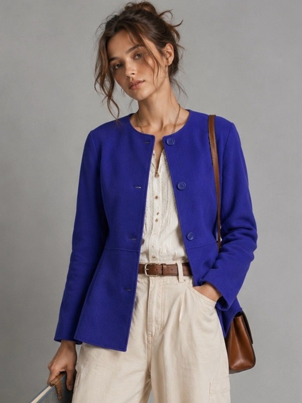 Talbots DOUBLE-FACE WOOL JACKET in cobalt blue 16 PETITE